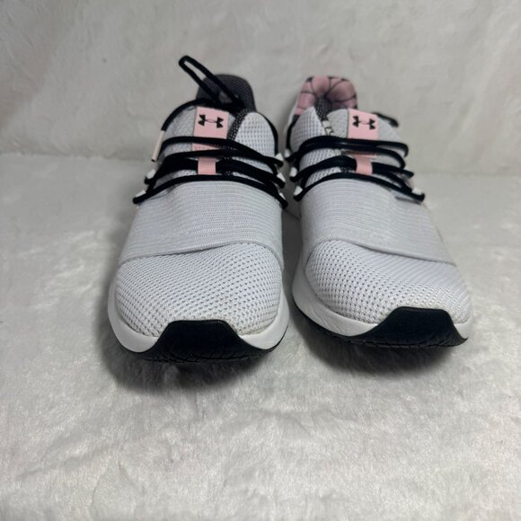 Under Armour Womens White & Pink Athletic Running Shoes Charged Breathe FN Print - Picture 2 of 8